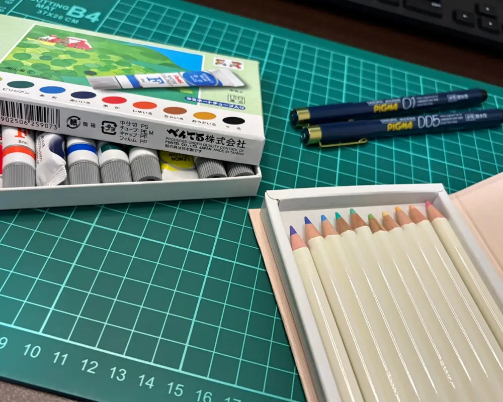 点描画で使用している画材