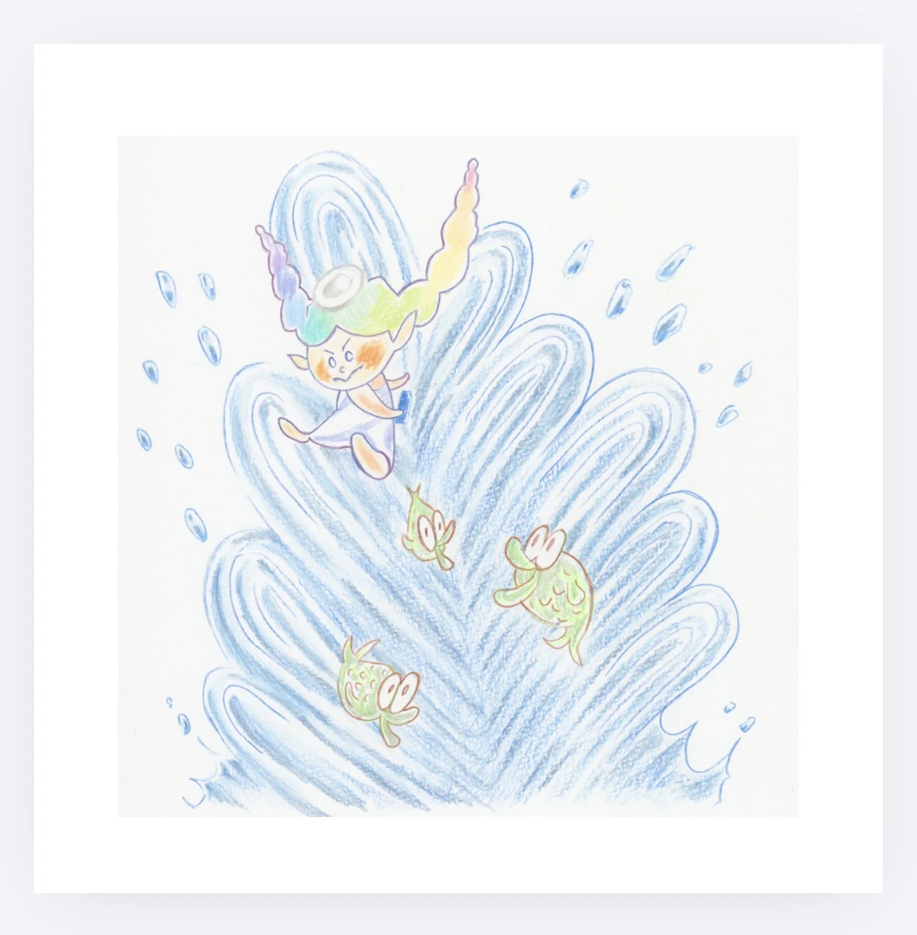 水があふれる池と魚たち